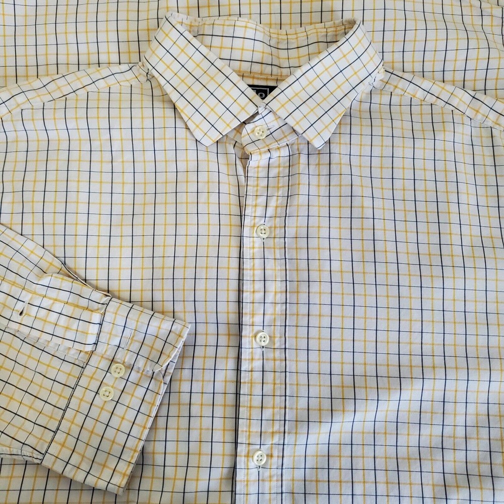 Polo Ralph Lauren Regent Classic Fit Shirt Long Sleeve Yellow White Plaid Sz 18